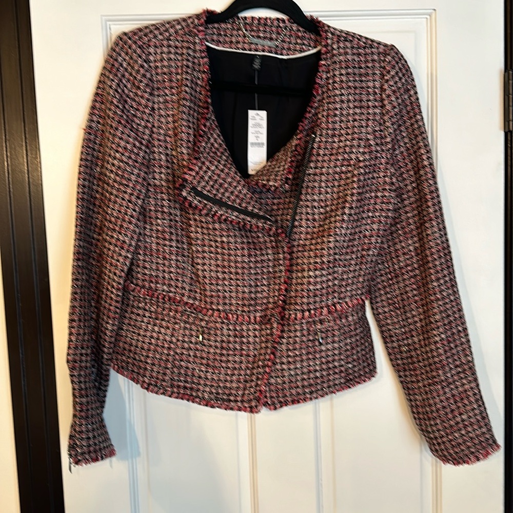 White Black size 4 women’s Mid Century Tweed Jacket